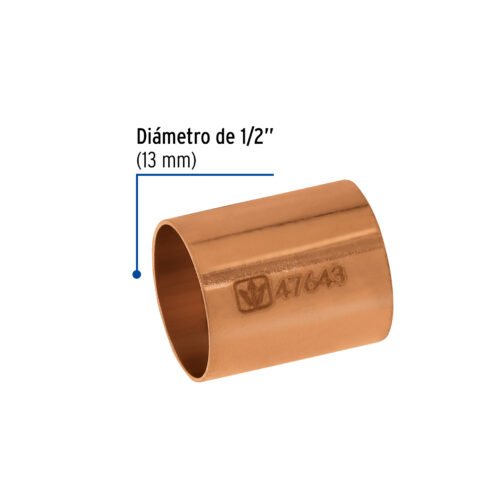 47643 - Cople de cobre 1/2", sin ranura, FOSET BASIC