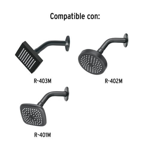 47647 - Brazo corto con chapetón para regadera, negro mate, Aqua