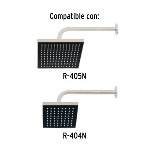 47648 - Brazo recto con chapetón para regadera, 30 cm, satín, Foset