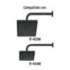 47649 - Brazo recto con chapetón para regadera, 30 cm, negro mate