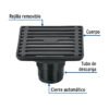 476501 47650 - Resumidero cuadrado 4"x 4", acero inoxidable, negro, Aqua