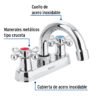 476811 47681 - Mezcladora 4" para lavabo, cuello curvo, manerales cruceta