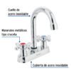 47682 - Mezcladora 4" para lavabo, cuello bar, manerales cruceta