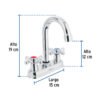 47682 - Mezcladora 4" para lavabo, cuello bar, manerales cruceta