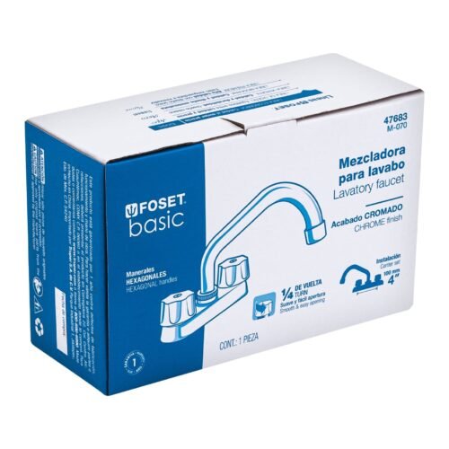 47683 - Mezcladora 4" para lavabo, tubular, cartucho cerámico