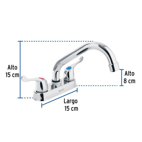 47686 - Mezcladora 4" para lavabo, tubular, manerales palanca