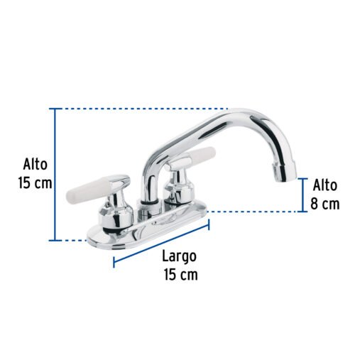 47687 - Mezcladora 4" para lavabo, cuello tubular, manerales cono