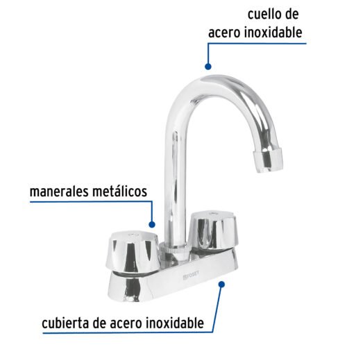 476891 47689 - Mezcladora 4" para lavabo, cuello bar, cartucho compresión