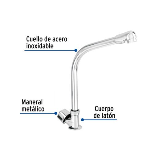 47690 - Llave individual fregadero, cuello cobra, hexagonal, BASIC