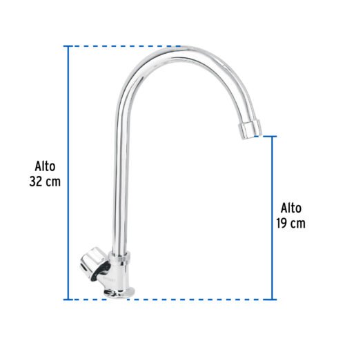 47691 - Llave individual fregadero, cuello curvo, hexagonal, BASIC