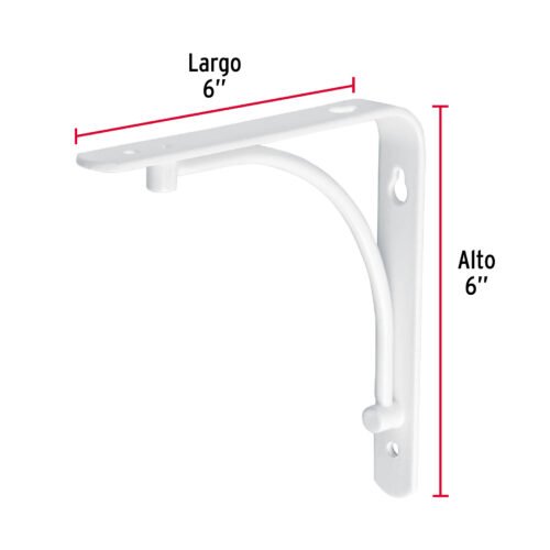 47692 - Ménsula reforzada blanca 6 x 6", diseño alambrón, FIERO