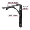 47694 - Ménsula reforzada negra 6 x 6", diseño alambrón, FIERO