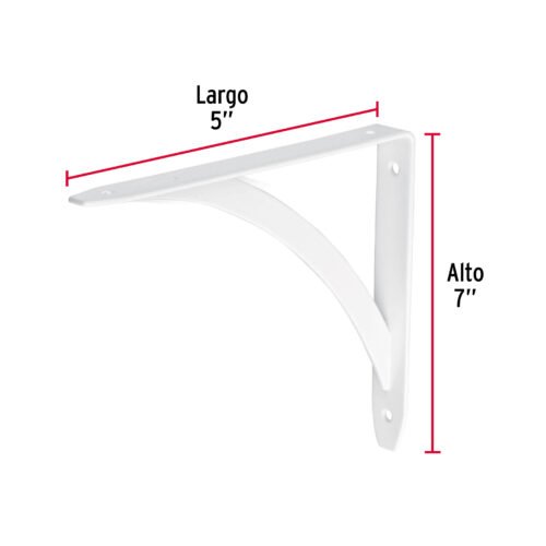 47696 - Ménsula reforzada blanca 5 x 7", diseño barra, FIERO