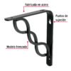 47700 - Ménsula reforzada negra 6 x 6", diseño trenza, FIERO