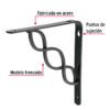 47701 - Ménsula reforzada negra 8 x 8", diseño trenza, FIERO
