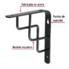 47702 - Ménsula reforzada negra 6 x 6", diseño escalera, FIERO