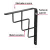 47703 - Ménsula reforzada negra 8 x 8", diseño escalera, FIERO