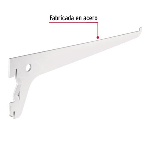 47708 - Ménsula plana blanca para cremallera sencilla, 25cm, FIERO