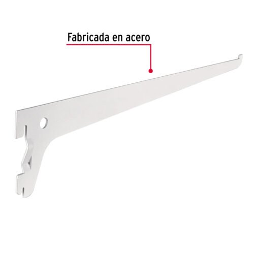 47709 - Ménsula plana blanca para cremallera sencilla, 30cm, FIERO