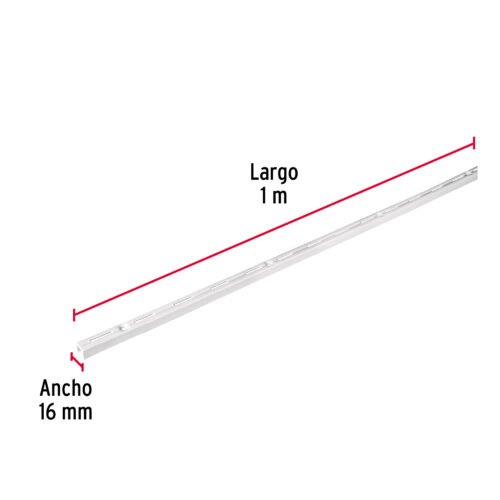 47710 - Cremallera sencilla blanca para ménsulas planas, 1m, FIERO