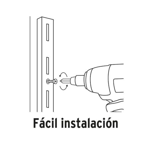 47710 - Cremallera sencilla blanca para ménsulas planas, 1m, FIERO