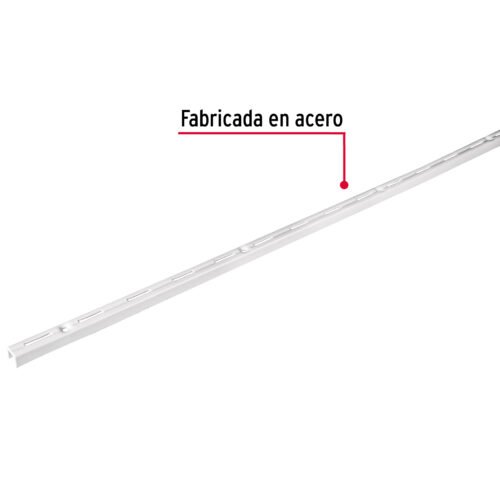 47711 - Cremallera sencilla blanca para ménsulas planas, 1.5m, FIERO