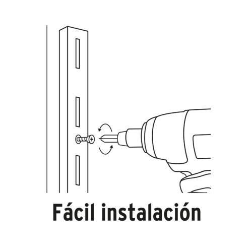 47711 - Cremallera sencilla blanca para ménsulas planas, 1.5m, FIERO