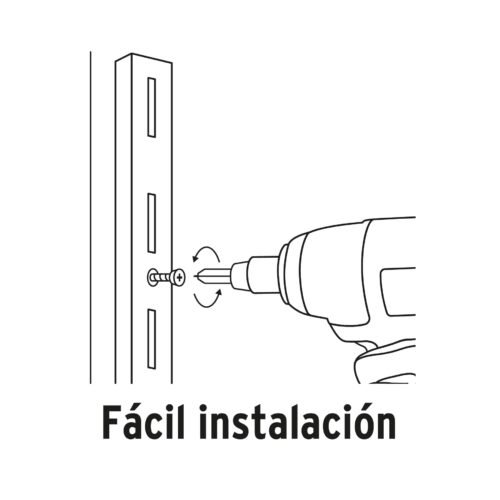 47712 - Cremallera sencilla blanca para ménsulas planas, 2m, FIERO