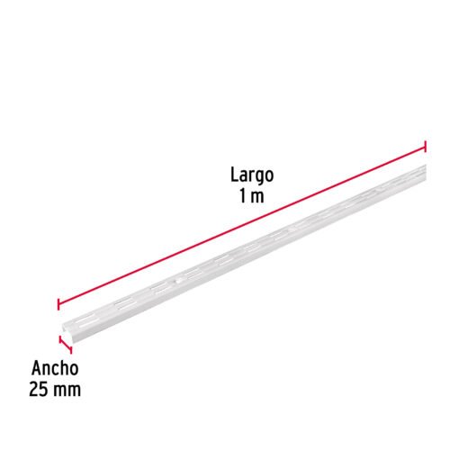 47717 - Cremallera doble blanca para ménsulas planas, 1m, FIERO