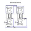 47720 - Interruptor vertical de palanca, 3 vías, Standard, blanco