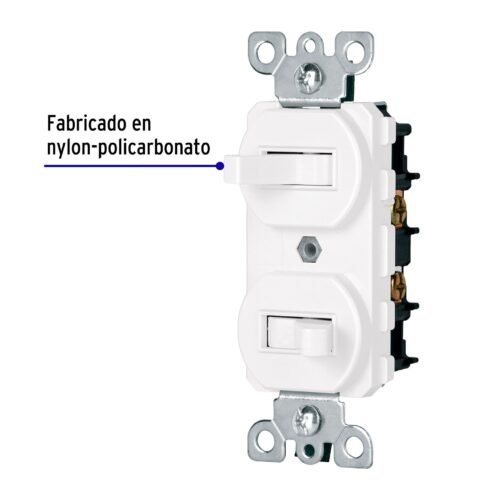 47729 - Interruptor dúplex de palanca, Standard, blanco, Volteck