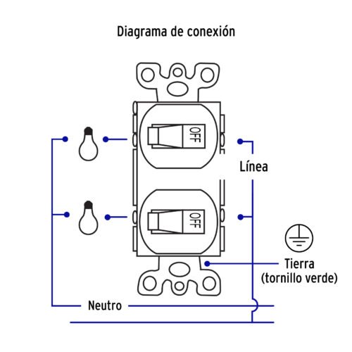 47729 - Interruptor dúplex de palanca, Standard, blanco, Volteck
