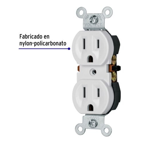47733 - Contacto dúplex, 2 polos 3 hilos, Standard, granel, blanco