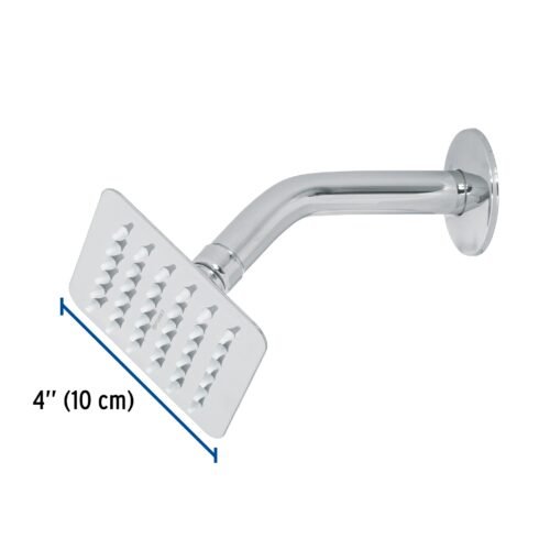 47734 - Regadera cuadrada 4", acero inox, con brazo, cromo, Túbig