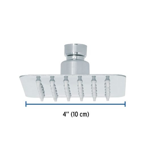 47735 - Regadera cuadrada 4", acero inox, sin brazo, cromo, Túbig