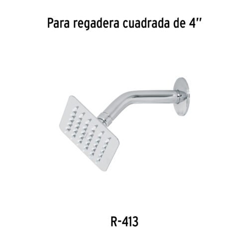 47735 - Regadera cuadrada 4", acero inox, sin brazo, cromo, Túbig
