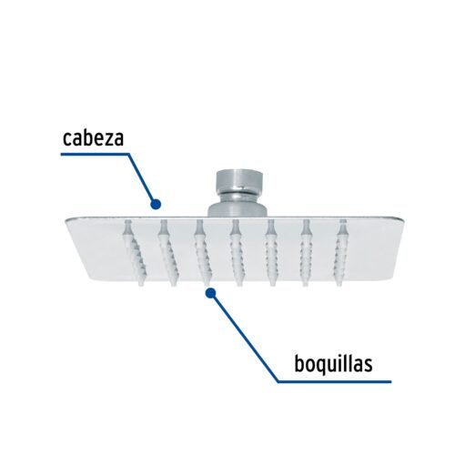 477371 47737 - Regadera cuadrada 6", acero inox, sin brazo, cromo, Túbig