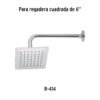 477374 47737 - Regadera cuadrada 6", acero inox, sin brazo, cromo, Túbig