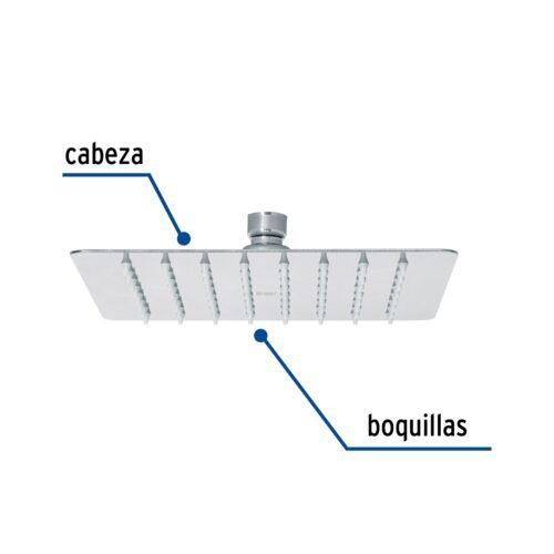 47739 - Regadera cuadrada 8", acero inox, sin brazo, cromo, Túbig