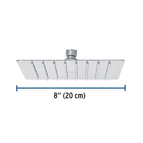 47739 - Regadera cuadrada 8", acero inox, sin brazo, cromo, Túbig