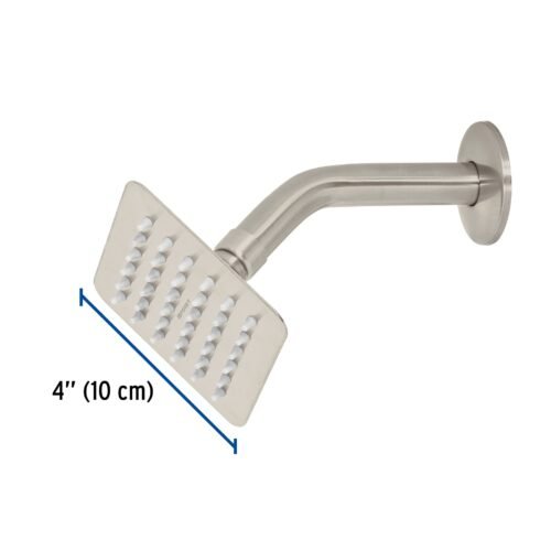 47740 - Regadera cuadrada 4", acero inox, con brazo, satín, Túbig