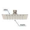 47743 - Regadera cuadrada 6", acero inox, sin brazo, satín, Túbig