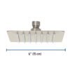 47743 - Regadera cuadrada 6", acero inox, sin brazo, satín, Túbig