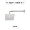 47743 - Regadera cuadrada 6", acero inox, sin brazo, satín, Túbig