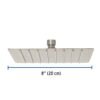 47745 - Regadera cuadrada 8", acero inox, sin brazo, satín, Túbig