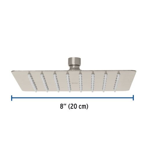 47745 - Regadera cuadrada 8", acero inox, sin brazo, satín, Túbig