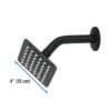 47746 - Regadera cuadrada 4", acero inox, con brazo, negro, Túbig