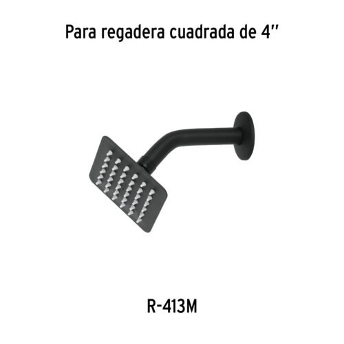 47747 - Regadera cuadrada 4", acero inox, sin brazo, negro, Tubig