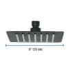 47749 - Regadera cuadrada 6", acero inox, sin brazo, negro, Túbig