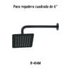 47749 - Regadera cuadrada 6", acero inox, sin brazo, negro, Túbig